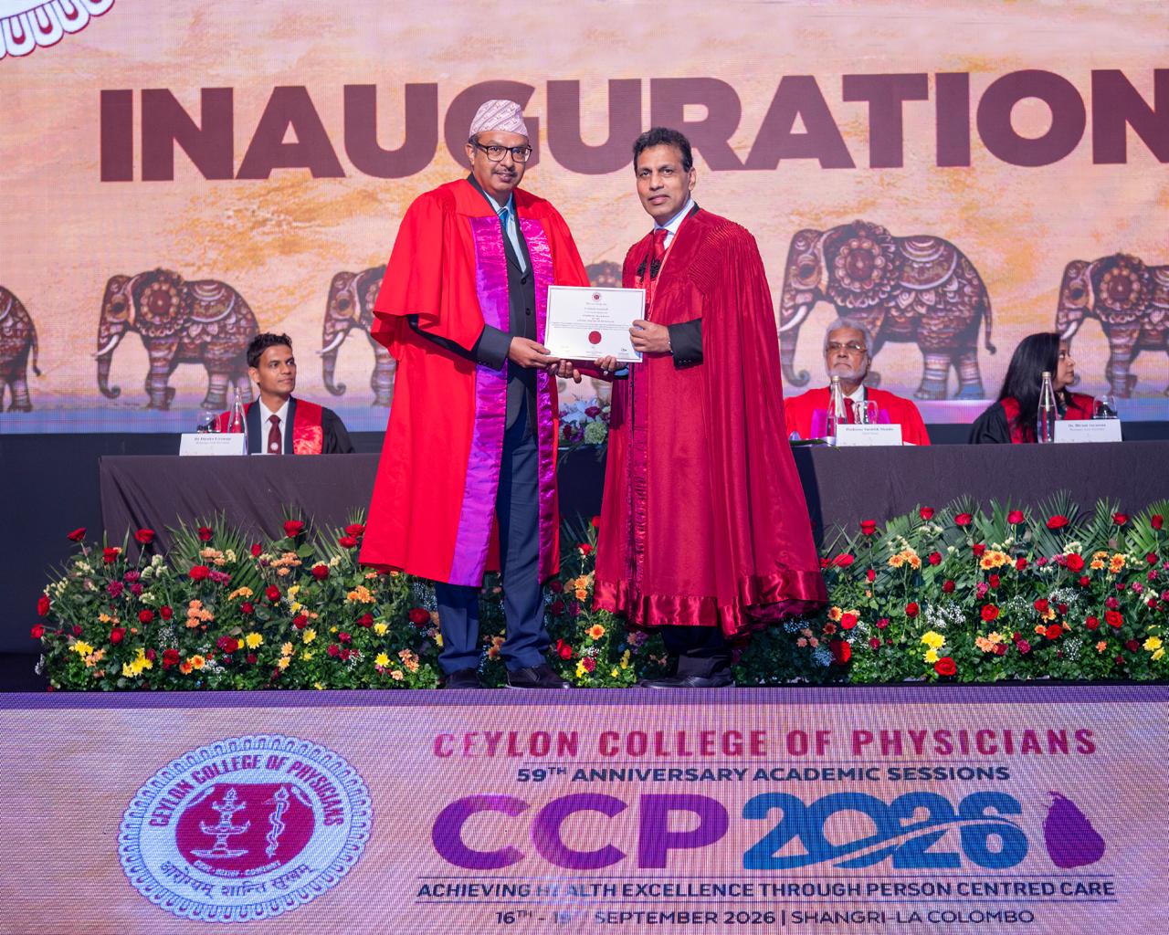 President of Society of Internal Medicine of Nepal Honored with CCP Honorary Fellowship at Regional Medical Summit in Colombo